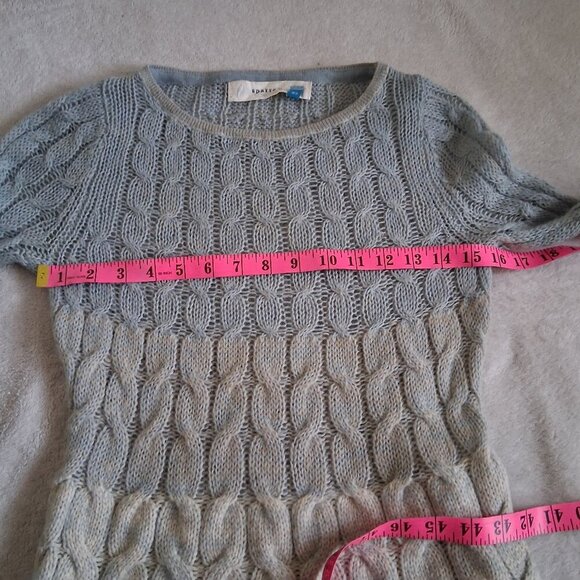 Anthropologie Sparrow XS Blue Ombre Wool Mohair Alpaca Blend Cable Knit Sweater - Picture 9 of 11